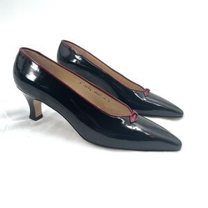 Vintage Silvia Fiorentina Black Patent Leather Kitten Heel Pumps